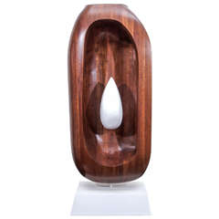 SATURDAY SALE Large Sculpture in Mahogany and White Lacquer